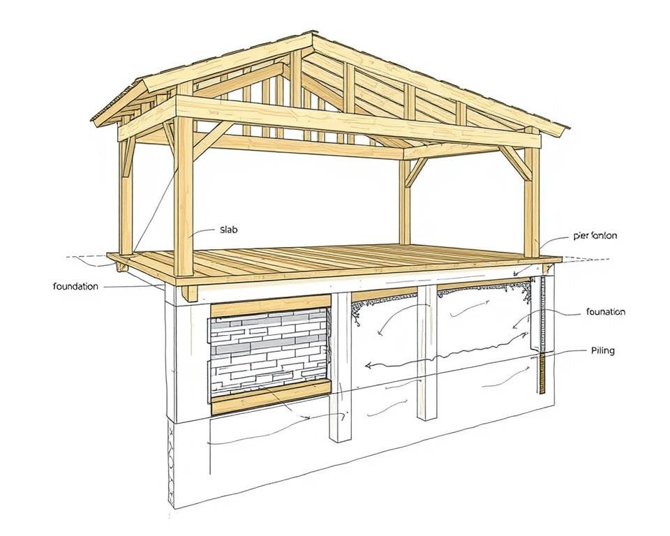 Fundamenttypen für Holz-Pavillon