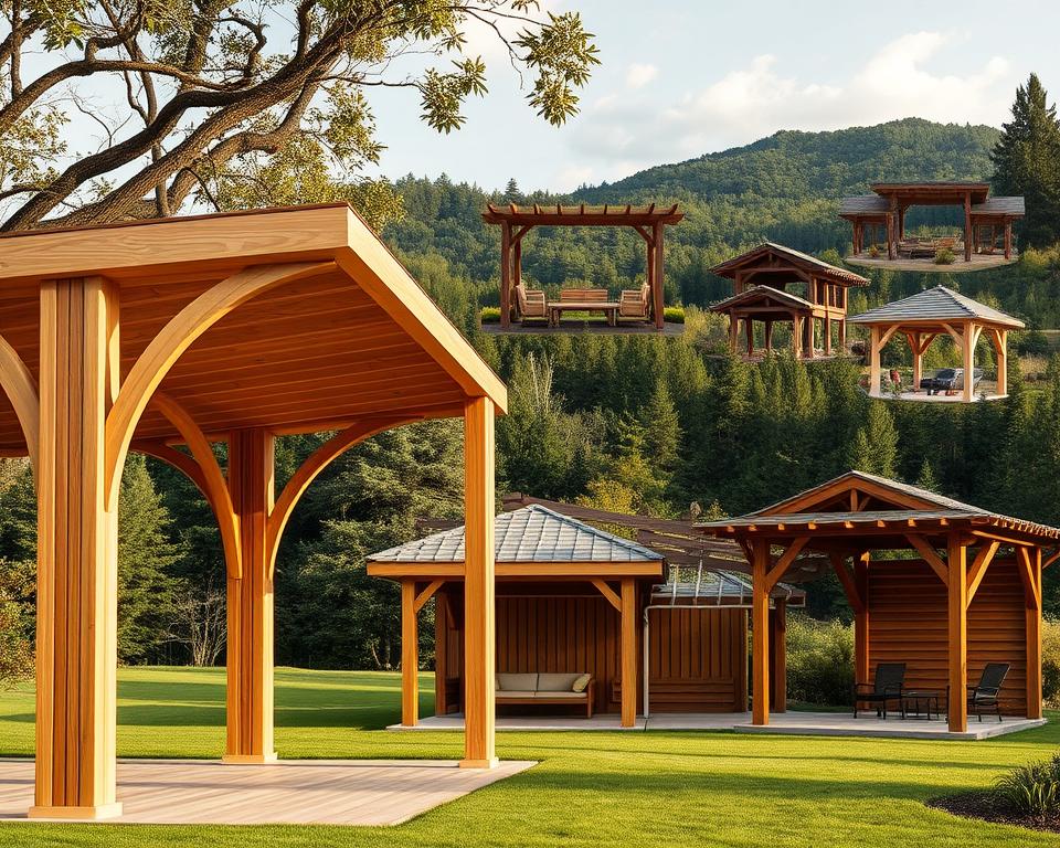 Holz-Pavillon Design Varianten