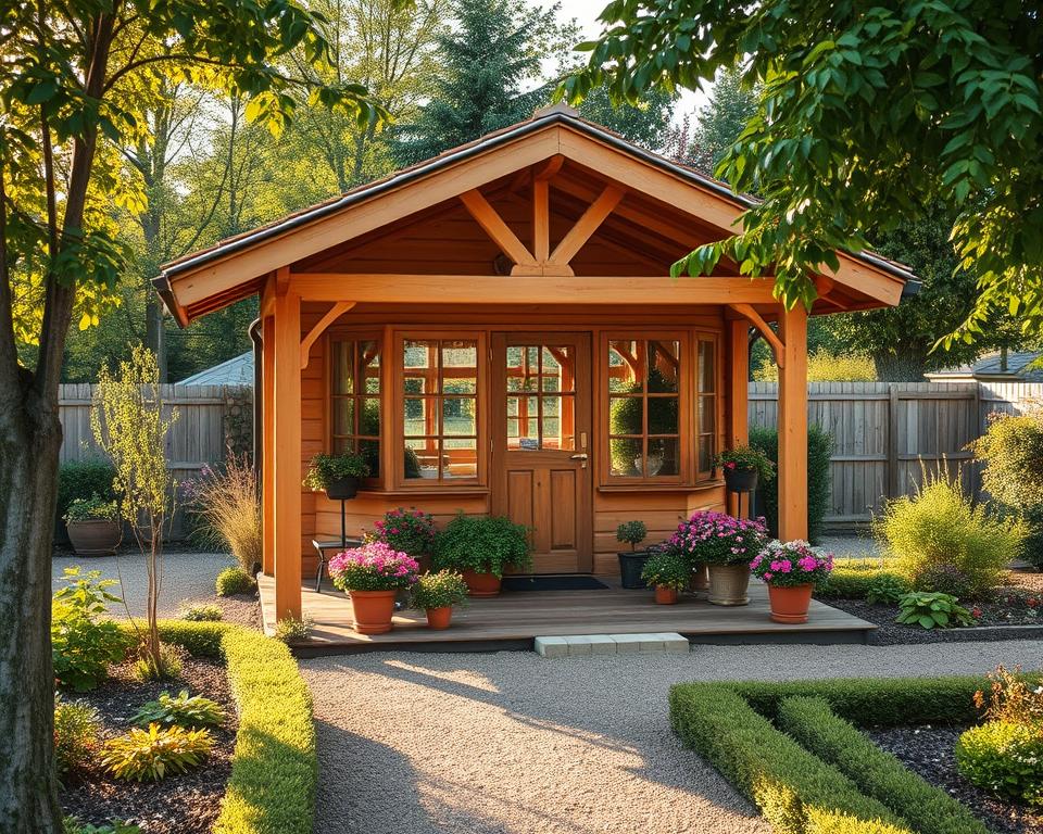 Holz-Pavillon im Kleingarten