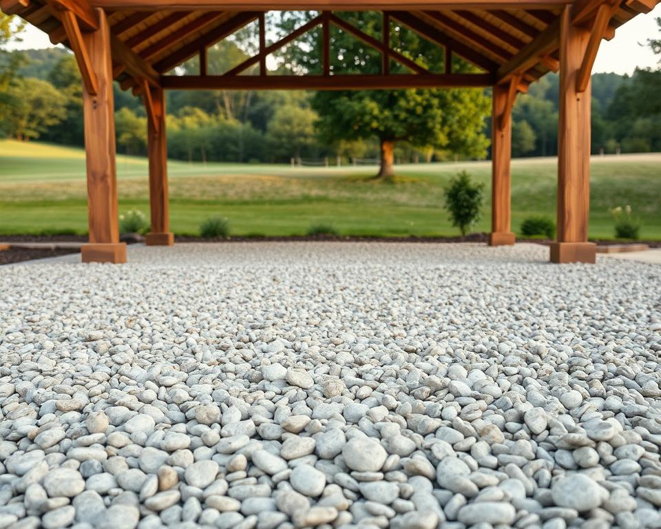 Kiesuntergrund Pavillon Fundament