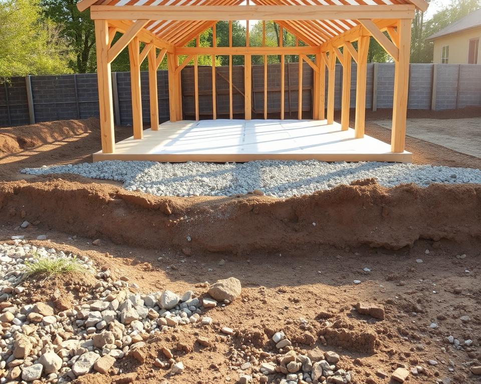 Pavillon Fundament Vorbereitung