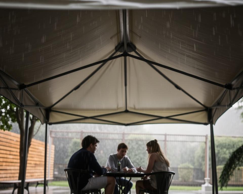 Pavillon Wetterschutz bei Regenwetter