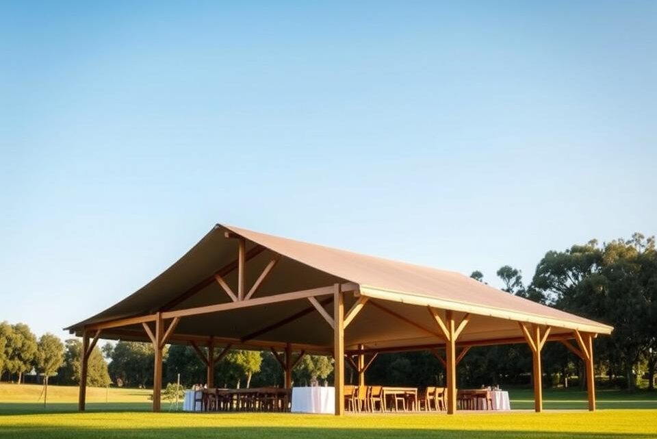 Wie groß muss ein Pavillon für 20 Personen sein?