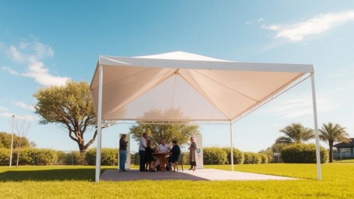 Wie viele Leute passen unter einen 3×3 Pavillon?